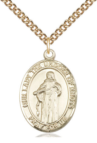 14kt Gold Filled Our Lady of Knots Medal Catholic Jewelry Engraved Catholic Saint Jewelry