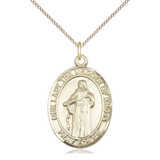 14kt Gold Our Lady of Knots Medal Engraved Catholic Saint Jewelry