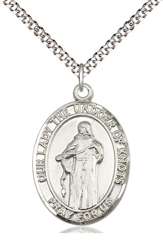Pewter Our Lady of Knots Medal Catholic Jewelry Engraved Catholic Saint Jewelry
