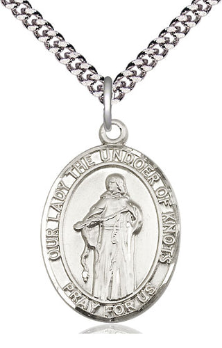Pewter Our Lady of Knots Medal Catholic Jewelry Engraved Catholic Saint Jewelry