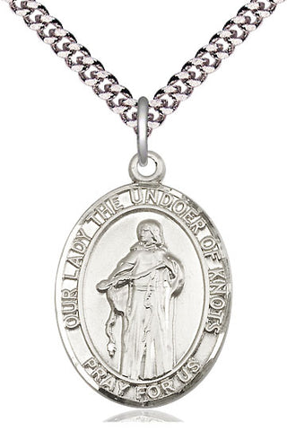 Sterling Silver Our Lady of Knots Medal Catholic Jewelry Engraved Catholic Saint Jewelry