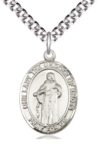 Sterling Silver Our Lady of Knots Medal Catholic Jewelry Engraved Catholic Saint Jewelry