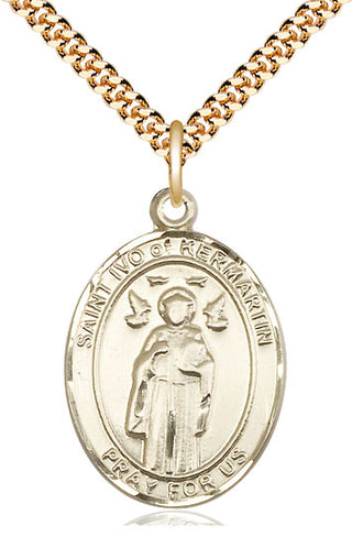 14kt Gold Filled Saint Ivo Medal Catholic Jewelry Engraved Catholic Saint Jewelry