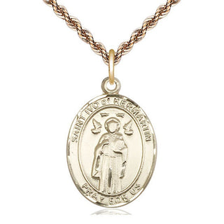 14kt Gold Filled Saint Ivo Medal Catholic Jewelry Engraved Catholic Saint Jewelry