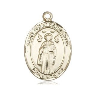 14kt Gold Saint Ivo Medal Engraved Catholic Saint Jewelry