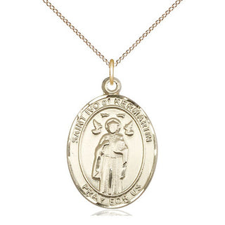 14kt Gold Saint Ivo Medal Engraved Catholic Saint Jewelry