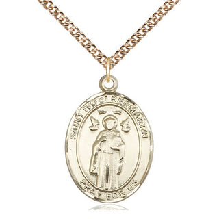 14kt Gold Saint Ivo Medal Engraved Catholic Saint Jewelry