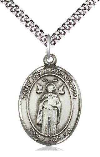 Pewter Saint Ivo Medal Catholic Jewelry Engraved Catholic Saint Jewelry
