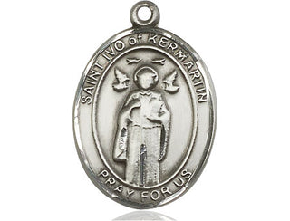 Sterling Silver Saint Ivo Medal Catholic Jewelry Engraved Catholic Saint Jewelry