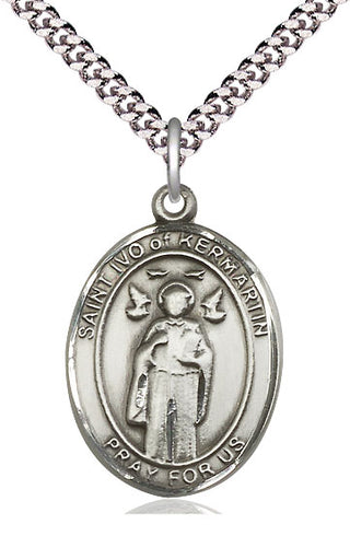 Sterling Silver Saint Ivo Medal Catholic Jewelry Engraved Catholic Saint Jewelry