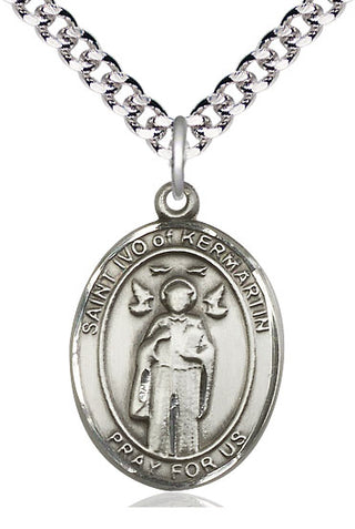 Sterling Silver Saint Ivo Medal Catholic Jewelry Engraved Catholic Saint Jewelry