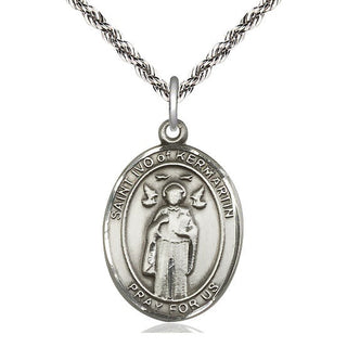 Sterling Silver Saint Ivo Medal Catholic Jewelry Engraved Catholic Saint Jewelry