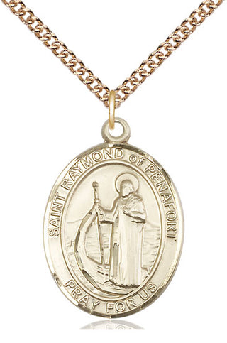 14kt Gold Filled Saint Raymond of Penafort Medal Catholic Jewelry Engraved Catholic Saint Jewelry