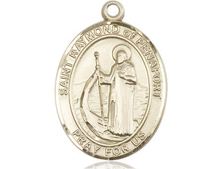 14kt Gold Saint Raymond of Penafort Medal Engraved Catholic Saint Jewelry