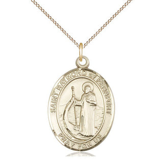 14kt Gold Saint Raymond of Penafort Medal Engraved Catholic Saint Jewelry