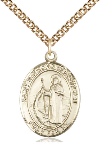 14kt Gold Saint Raymond of Penafort Medal Engraved Catholic Saint Jewelry