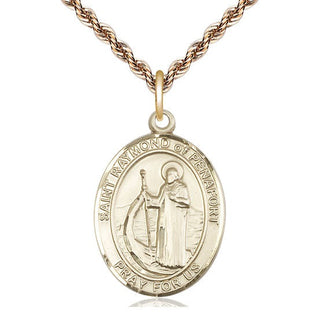 14kt Gold Saint Raymond of Penafort Medal Engraved Catholic Saint Jewelry
