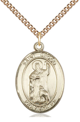 14kt Gold Filled Saint Drogo Medal Catholic Jewelry Engraved Catholic Saint Jewelry