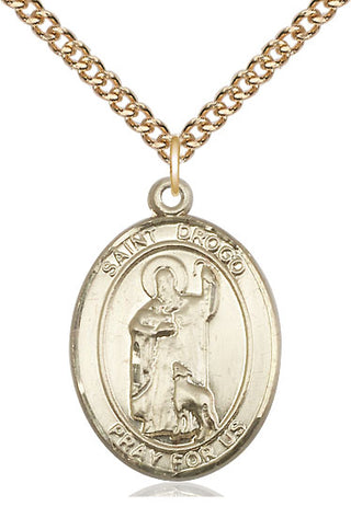 14kt Gold Saint Drogo Medal Engraved Catholic Saint Jewelry