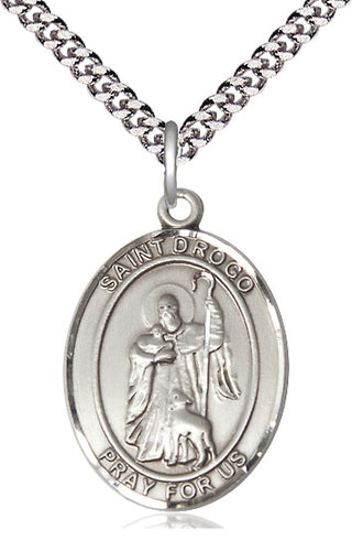 Pewter Saint Drogo Medal Catholic Jewelry Engraved Catholic Saint Jewelry