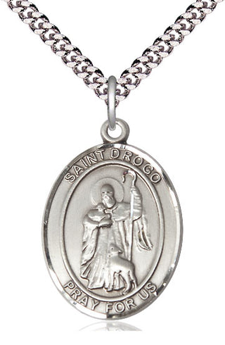 Sterling Silver Saint Drogo Medal Catholic Jewelry Engraved Catholic Saint Jewelry