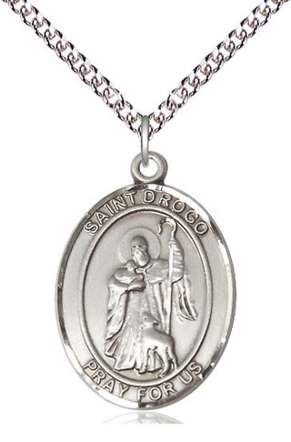 Sterling Silver Saint Drogo Medal Catholic Jewelry Engraved Catholic Saint Jewelry