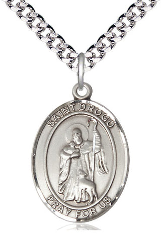 Sterling Silver Saint Drogo Medal Catholic Jewelry Engraved Catholic Saint Jewelry