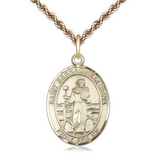 14kt Gold Filled Saint Bernadine of Sienna Medal Catholic Jewelry Engraved Catholic Saint Jewelry