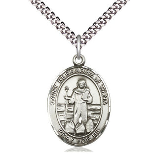 Pewter Saint Bernadine of Sienna Medal Catholic Jewelry Engraved Catholic Saint Jewelry
