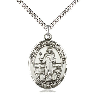 Pewter Saint Bernadine of Sienna Medal Catholic Jewelry Engraved Catholic Saint Jewelry