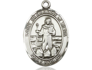 Sterling Silver Saint Bernadine of Sienna Medal Catholic Jewelry Engraved Catholic Saint Jewelry