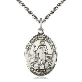 Sterling Silver Saint Bernadine of Sienna Medal Catholic Jewelry Engraved Catholic Saint Jewelry