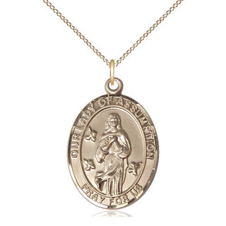 14kt Gold Our Lady of Assumption Medal Engraved Catholic Saint Jewelry