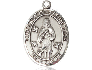 Pewter Our Lady of Assumption Medal Engraved Catholic Saint Jewelry