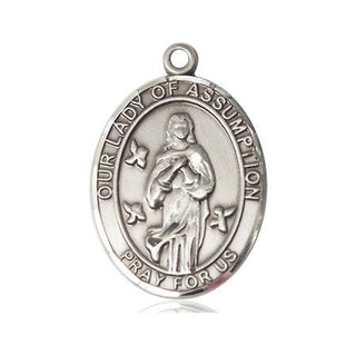 Sterling Silver Our Lady of Assumption Medal Engraved Catholic Saint Jewelry