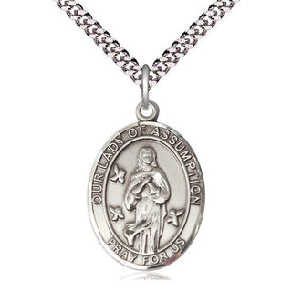 Sterling Silver Our Lady of Assumption Medal Catholic Jewelry Engraved Catholic Saint Jewelry