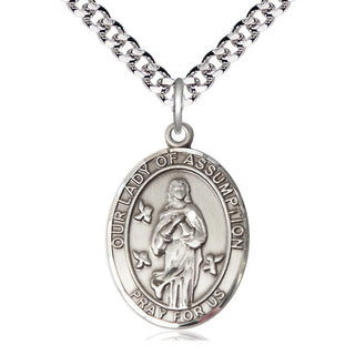 Sterling Silver Our Lady of Assumption Medal Catholic Jewelry Engraved Catholic Saint Jewelry