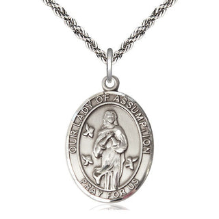 Sterling Silver Our Lady of Assumption Medal Catholic Jewelry Engraved Catholic Saint Jewelry