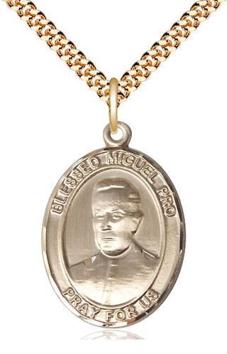 14kt Gold Filled Blessed Miguel Pro Medal Catholic Jewelry Engraved Catholic Saint Jewelry