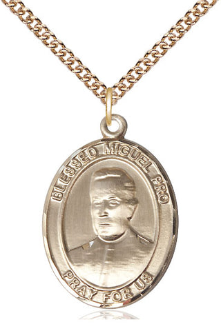14kt Gold Filled Blessed Miguel Pro Medal Catholic Jewelry Engraved Catholic Saint Jewelry