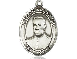 Sterling Silver Blessed Miguel Pro Medal Engraved Catholic Saint Jewelry