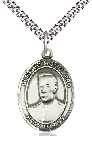 Sterling Silver Blessed Miguel Pro Medal Catholic Jewelry Engraved Catholic Saint Jewelry