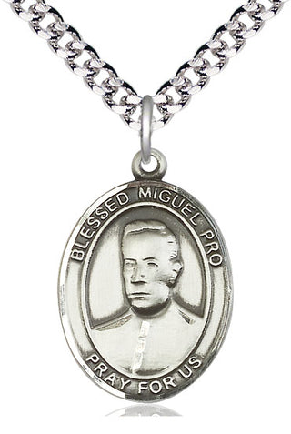 Sterling Silver Blessed Miguel Pro Medal Catholic Jewelry Engraved Catholic Saint Jewelry