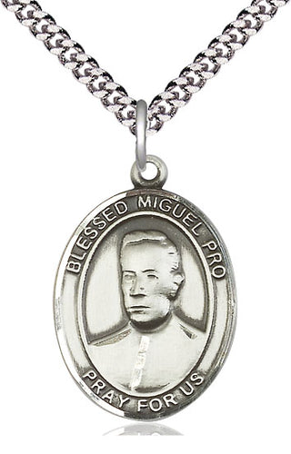 Sterling Silver Blessed Miguel Pro Medal Catholic Jewelry Engraved Catholic Saint Jewelry
