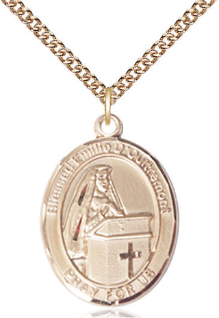 14kt Gold Filled Blessed Emilee Doultremont Medal Catholic Jewelry Engraved Catholic Saint Jewelry