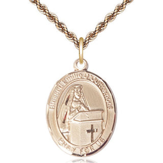 14kt Gold Blessed Emilee Doultremont Medal Engraved Catholic Saint Jewelry