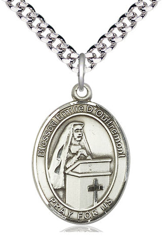 Sterling Silver Blessed Emilee Doultremont Medal Catholic Jewelry Engraved Catholic Saint Jewelry