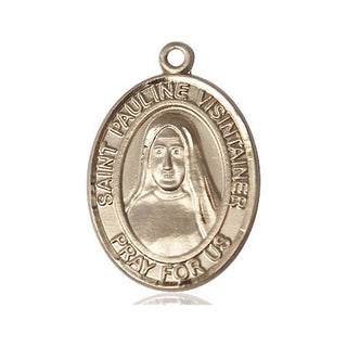 14kt Gold Saint Pauline Visintainer Medal Engraved Catholic Saint Jewelry