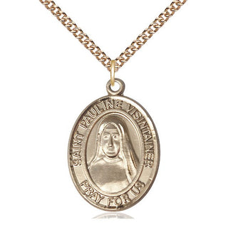 14kt Gold Saint Pauline Visintainer Medal Engraved Catholic Saint Jewelry
