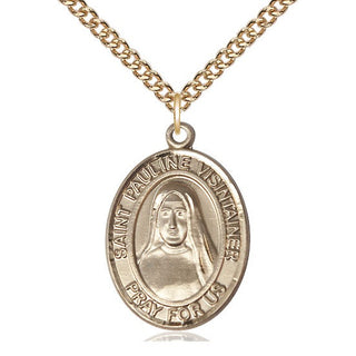 14kt Gold Saint Pauline Visintainer Medal Engraved Catholic Saint Jewelry